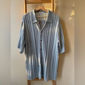 WEGO Light Blue Striped Knit Short Sleeve Dress